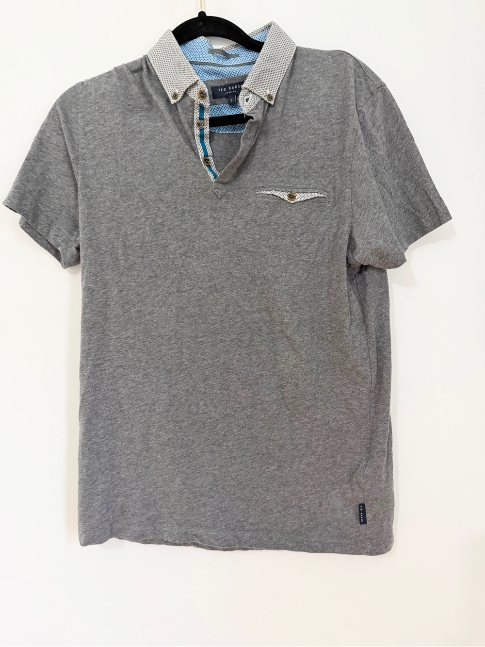 Ted Baker size 3 medium men polo gray shirt